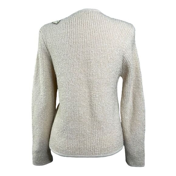Vintage Wool Blend Cardigan Womens Cream Floral Sequin Sweater Adele Joyce - Picture 4 of 9